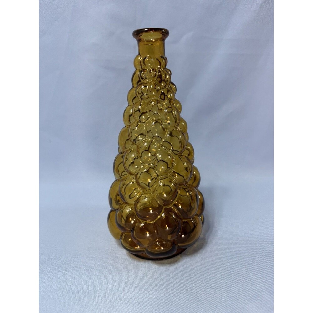 AMBER  GLASS GRAPE SHAPED WINE DECANTER MCM Italy No top Table scape